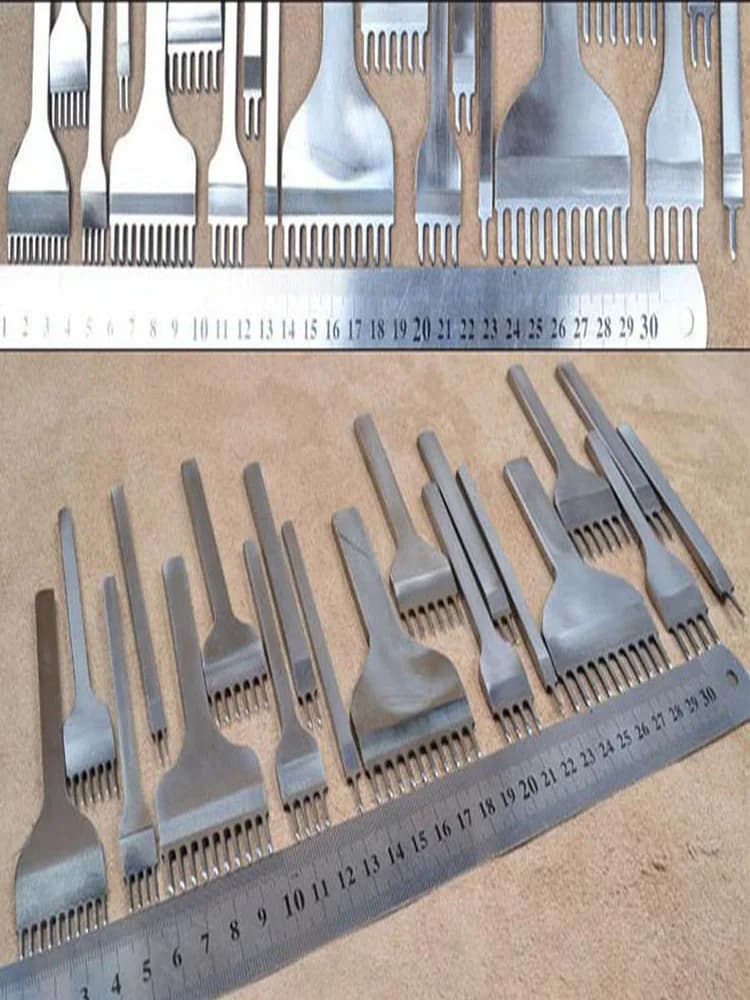 Outil de poinçonnage manuel en cuir tanné végétal, bricolage, fabriqué en acier blanc, artisanat, fourchette de polissage, couture en dentelle