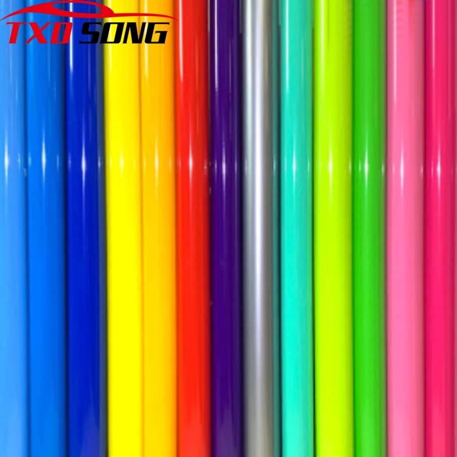 Film adhésif vinyle super brillant 50cm x 300cm, 18 couleurs, pour moto, voiture, toit, capot, bleu piano, blanc, noir