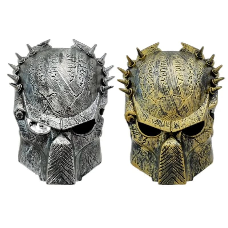 Masque prédateur Masque d'horreur d'Halloween Masque de loup solitaire Rivet Masque en fer à pression Anime Steampunk Cosplay Masque Cyborg Masque prédateur