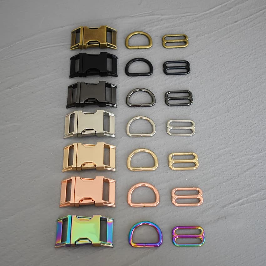 1 ensemble de boucles de réglage en métal pour sangle de 15 mm/20 mm/25 mm, boucle à trois pièces pour collier de chien DIY