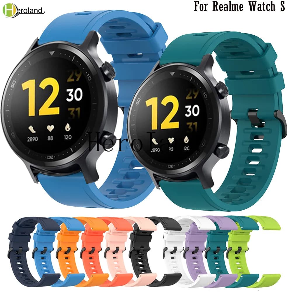 Bracelet de montre en Silicone souple pour Realme Watch S, accessoires pour montre connectée Huawei Honor Magic Watch 2 46mm