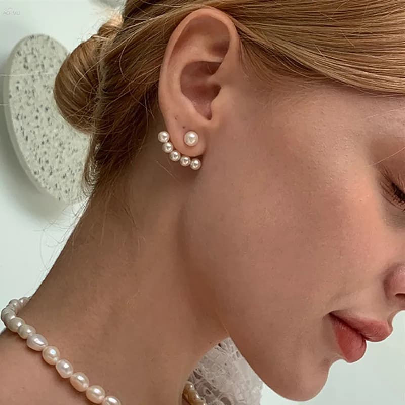 Nouvelles boucles d'oreilles clous imitation perle pour femme, avec étoiles géométriques en cristal et zircon, bijoux pour fête d'anniversaire et banquet