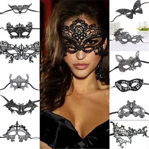 Masque pour les yeux en dentelle sexy pour femme, masques de fête noirs, mascarnaval d'Halloween, olympiques véniKh, mascarade Tim, mardi anonyme, 1PC