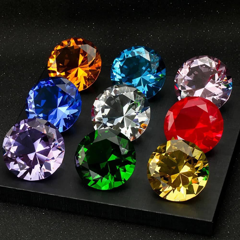 Presse-papier décoratif en forme de diamant en cristal, 10 couleurs, verre coupé, pierres précieuses géantes, cadeaux d'ornement de mariage et de noël