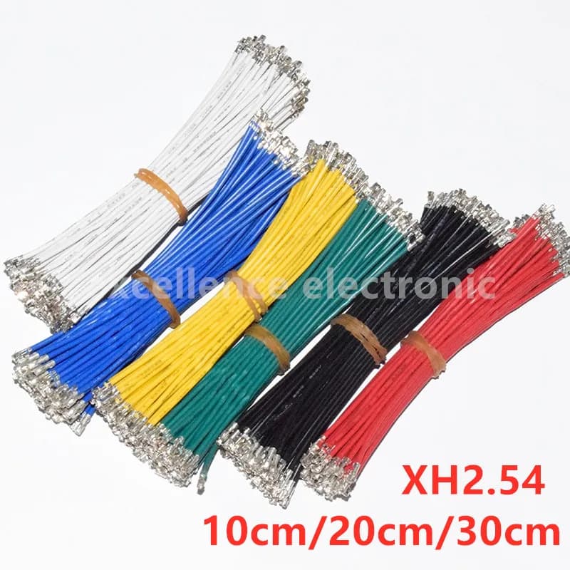 50 pièces/lot, XH 2,54 mm, double tête avec fil à bornes, sans boîtier, 10 cm, 20 cm, 30 cm, fil électronique femelle-femelle, 24 AWG
