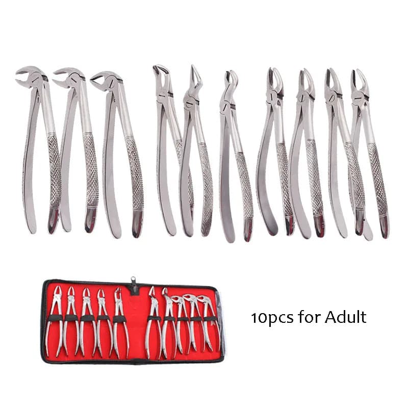 10 pièces/ensemble pince d'extraction de dents adulte outil de dentisterie, 7 pièces/ensemble pince d'extraction de dents chirurgicale pour enfants outils dentaires