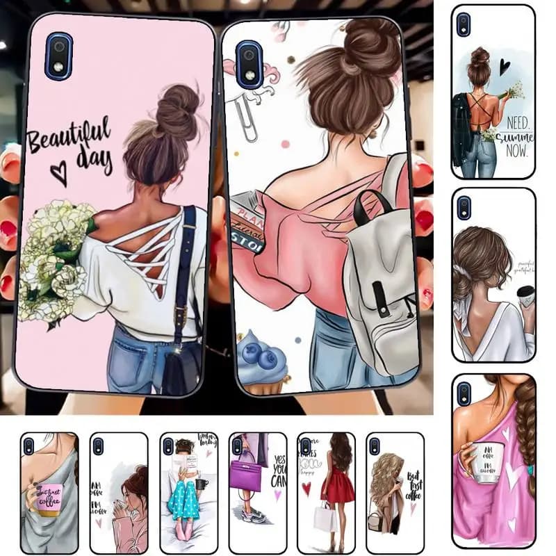 Café de mode femmes filles étui de téléphone pour Samsung A51 01 50 71 21S 70 31 40 30 10 20 S E 11 91 A7 A8 2018
