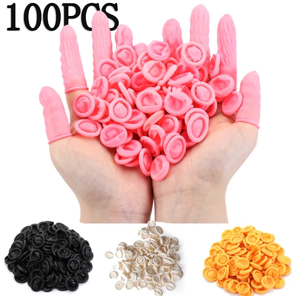 Gants de protection du bout des doigts de poulet en caoutchouc, couvre-doigts non alds, outil durable, lits noirs, roses, blancs, jaunes, oranges, 100 pièces
