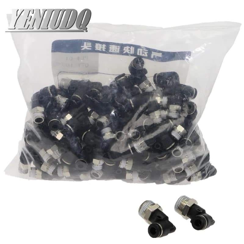 50pcs PL Fileté Coude Connecteur Pneumatique Tuyau Raccord Rapide Connecteur De Tuyau Composants Pneubagues 4-16mm PL6-01 PL8-02 PL12-03