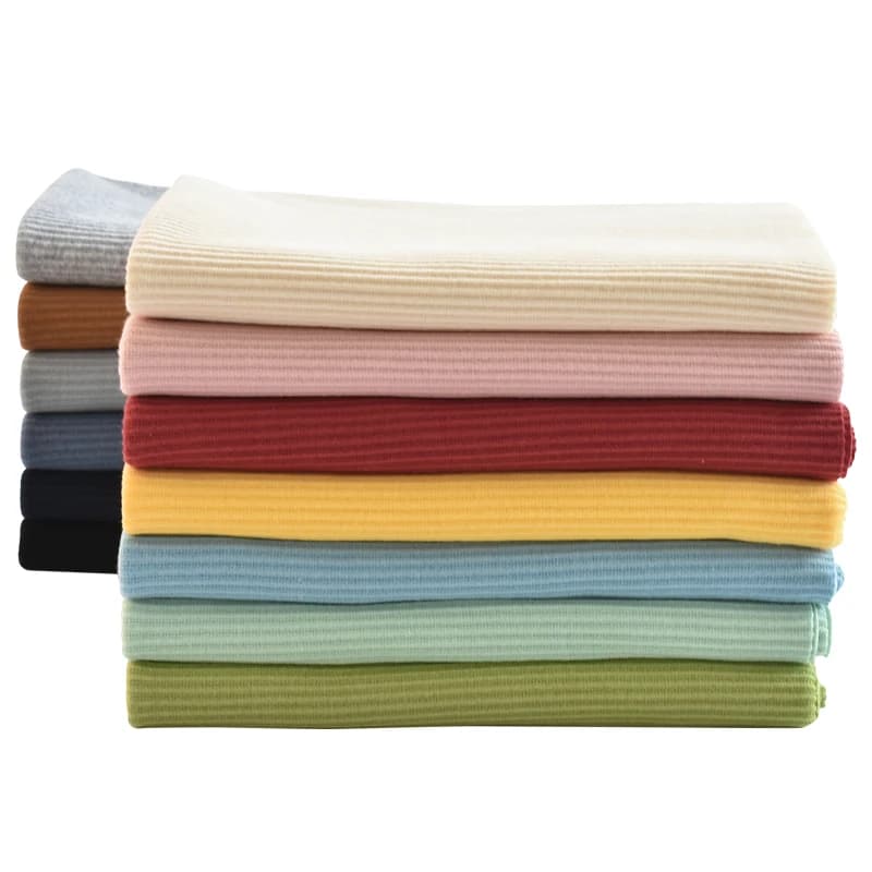 Tissu côtelé tricoté 110cm x 50cm pour T-shirt à manches longues, tissus extensibles en coton
