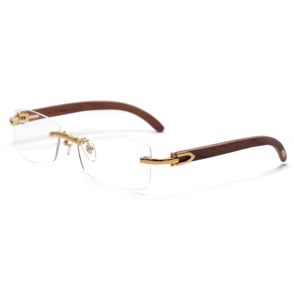 Monture de lunettes sans monture en bois pour hommes, haute qualité, originale, Vintage, rectangulaire, dioptrique, Flexible, grande tête