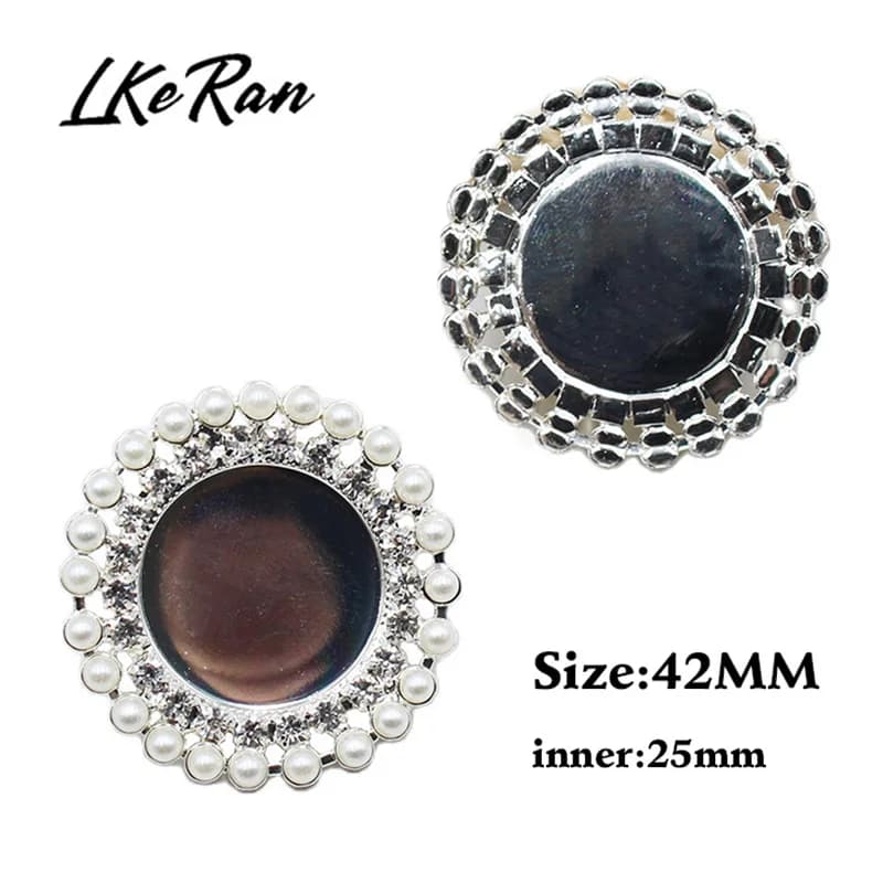 Double couche de perles et strass, Film négatif, 2 pièces, 42mm/intérieur 25mm, boutons décoratifs, couvercle de clé