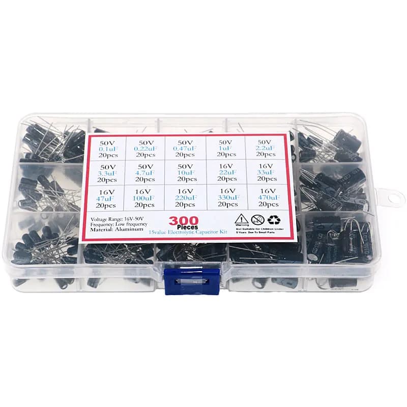 Condensateur électrolytique mixte 15 valeurs 300 uF-0.1uF, 470 pièces, avec boîte de rangement