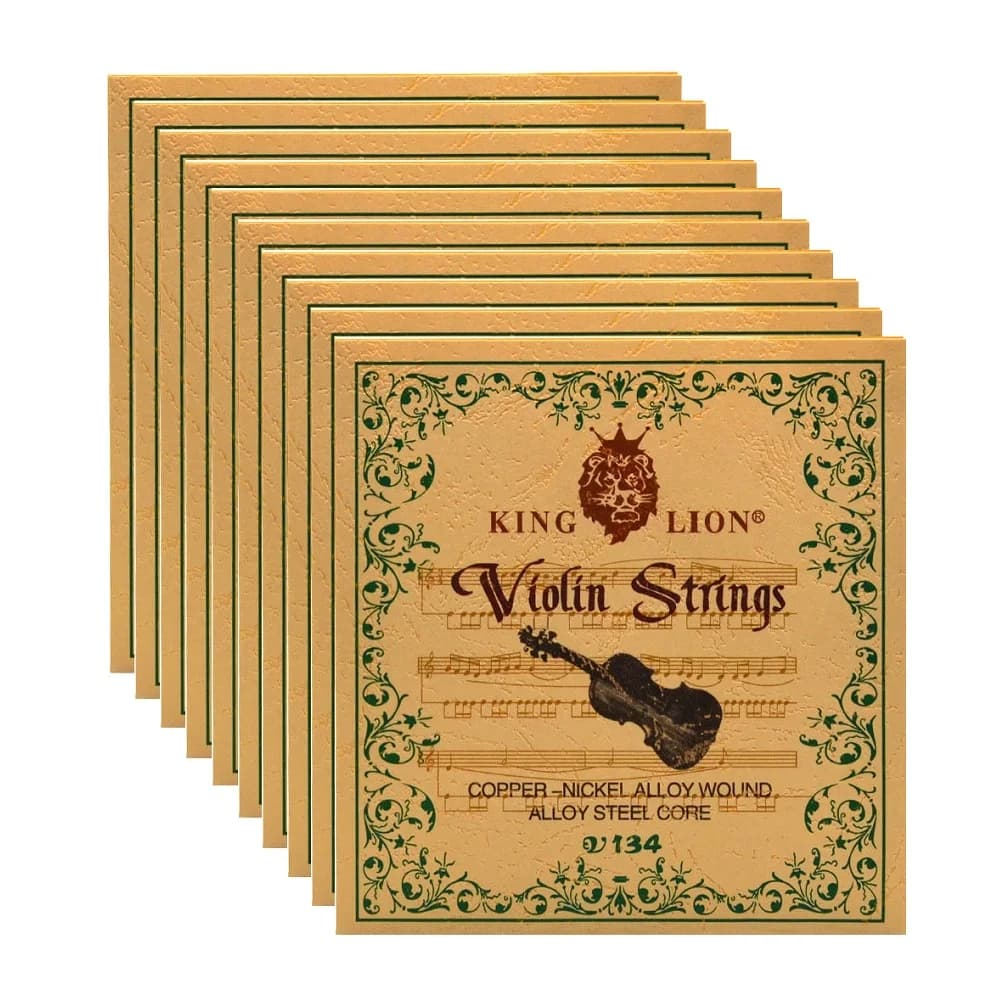 Paquet de 10 cordes de violon King Lion, alliage de cuivre-Nickel enroulé, noyau en acier allié 010-033, pièces de violon