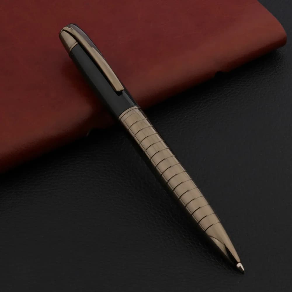 Stylo à bille en métal de haute qualité 022, pistolet gris Spin noir, papeterie fournitures scolaires et de bureau, stylos à encre