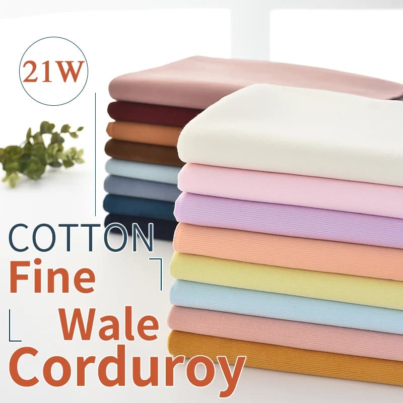 Tissu en velours côtelé 145*50cm/pièce en stock, 21 couleurs, coton de haute qualité, tissu en velours côtelé uni pour vêtements