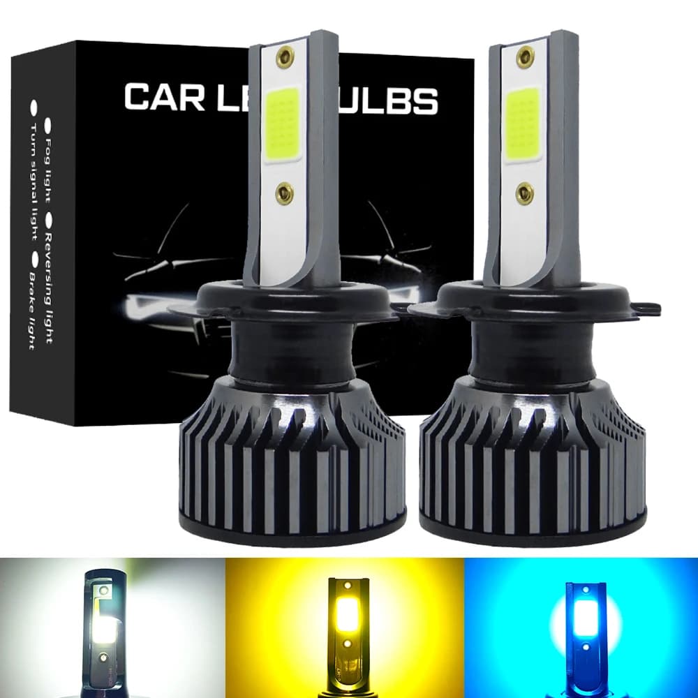 Ampoule de voiture LED H1, H7, H4, 9000LM, HB3, HB4, H11, H8, 9006, 9005, ampoule de sauna, Diode, phares antibrouillard pour Auto, 6000K, 8000K, 3000K, 12V, 2 pièces