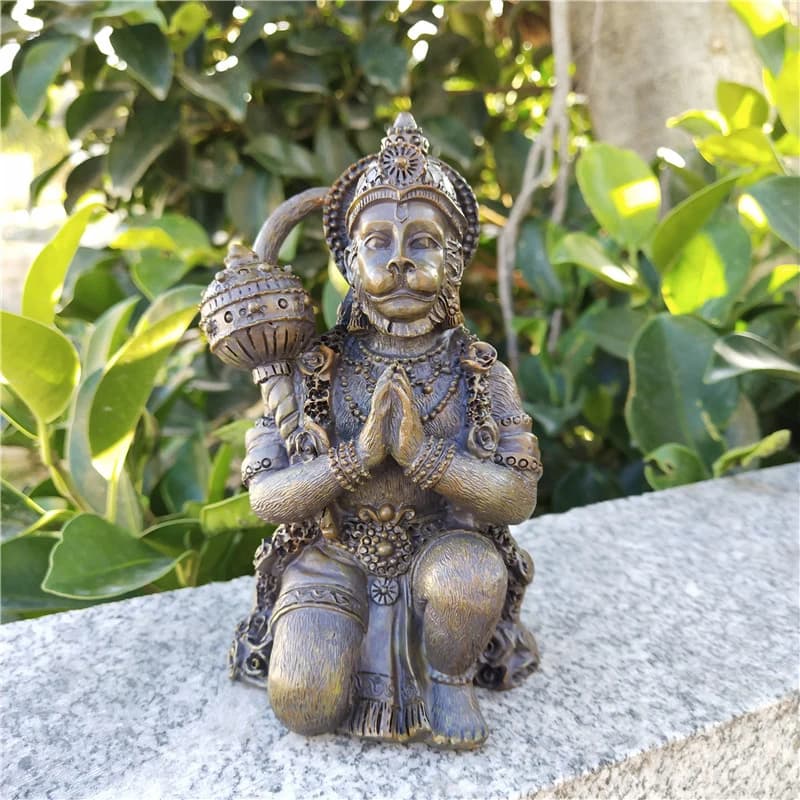 Statue de Hanuman en résine couleur pierre, grande sculpture du Dieu Singe hindou, figurine de Bouddha, décoration zen pour la maison et le jardin, cadeaux porte-bonheur
