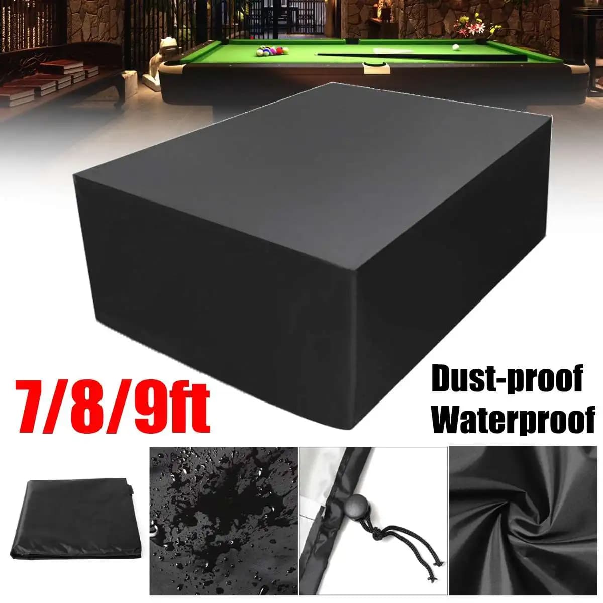 Couverture de Table de billard, étanche à la poussière, piscine extérieure solide avec cordon de serrage, 7 8 9 pieds, protection anti-poussière, tissu Oxford