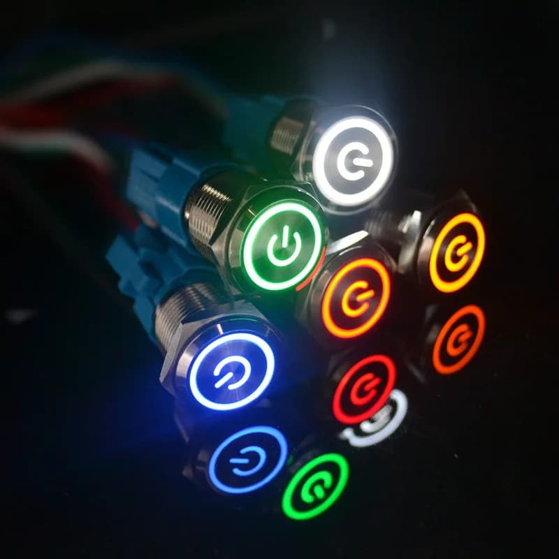 Interrupteur à bouton-poussoir en métal de 16mm, lumière LED 3-6V 12V 24V 220V, auto-verrouillage/momentané, réinitialisation automatique, bouton de démarrage de voiture, bouton d'alimentation