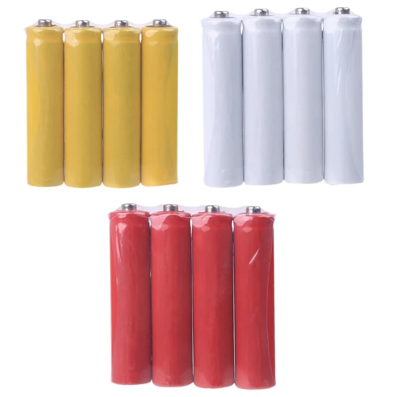 Lot de 4 pièces de faux accumulateurs sans alimentation, couleur rouge, AAA, LR03, 10440
