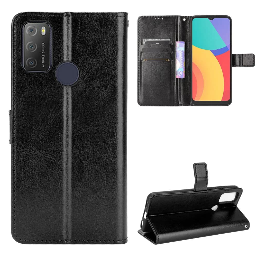 Étui de luxe à rabat en cuir PU avec lanière pour téléphone, pour Alcatel 1 S 3L 2021 1 S 3L 2021