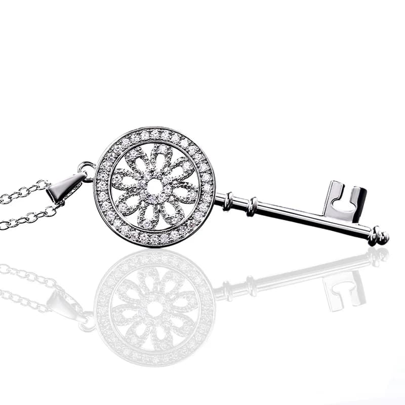 Huitan – collier de clé de couleur argent/or Rose pour femmes, cristal éblouissant, pierre CZ, mode coréenne, bijoux féminins polyvalents, tendance