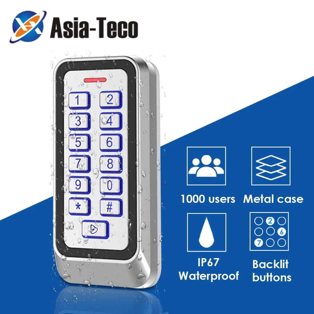 Système d'ouverture de porte en métal, étanche IP67, rétro-éclairage RFID, lecteur d'accès de porte, clavier, 1000 utilisateurs, 125KHz, carte EM