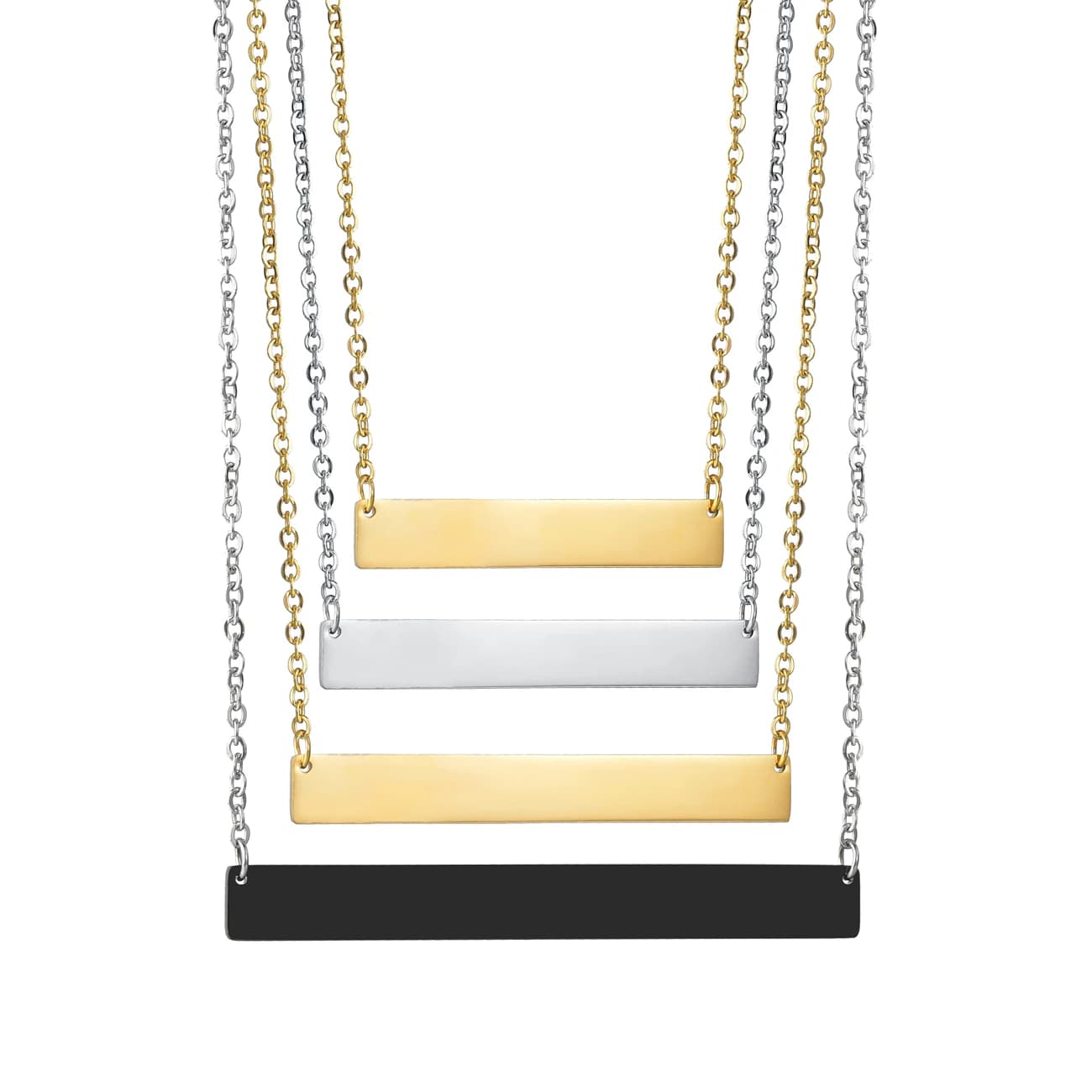 Letdiffery – collier à pendentif gravé personnalisé, barre en titane, nom et Date gravés pour fête d'anniversaire, cadeaux d'anniversaire, 50mm