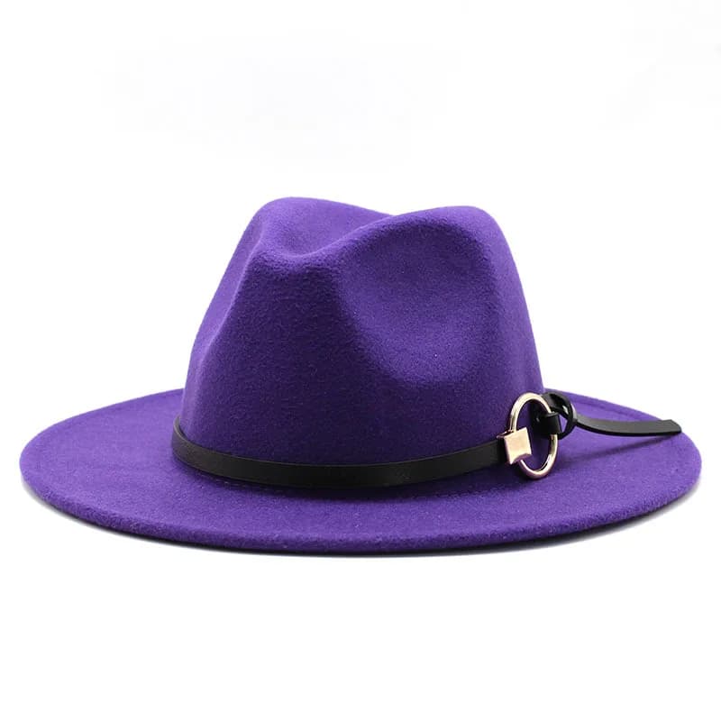Chapeau fedora violet lavande pour hommes et femmes, en feutre, jazz, accessoires de ceinture supérieure, Panama, chapeaux fedora peu profonds, шля,emiş