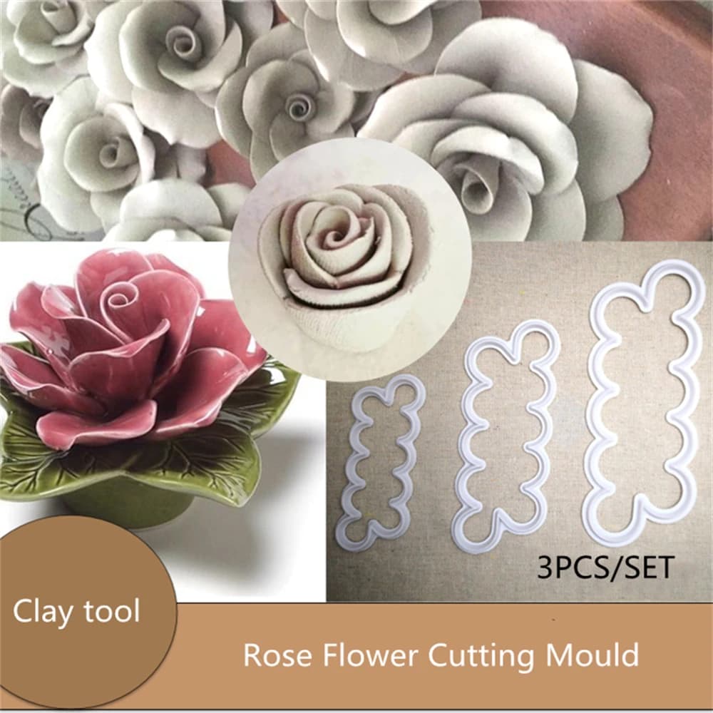 Moule de poterie 3D, fleur de Rose, accessoires d'outils en argile, moule d'impression pour poterie en argile, travail fait à la main