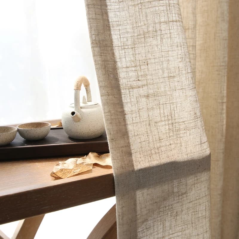 Fil de rideau en ramie semi-ombragé en lin de style japonais, fil de chanvre nordique, rideaux en lin de couleur pure, salon, rideau personnalisé