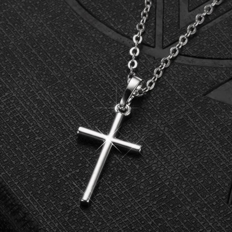 Colliers croix de jésus chrétien, couleur argent, longue chaîne, pendentifs croix simples pour femmes et hommes, bijoux cadeaux, livraison directe