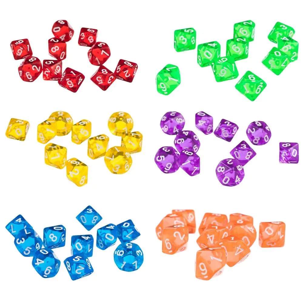 10 pièces 10 faces D10 dés pour jeux de rôle RPG faveur de fête jeu de société amoureux dés jouet cadeau