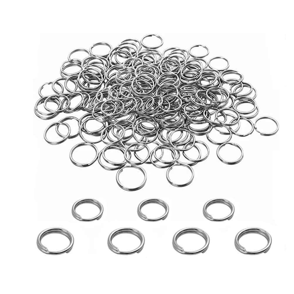 200 pièces en acier inoxydable 5 6 8 10 12 15 mm anneaux de saut à Double boucle rond petit porte-clés anneaux connecteur pour la fabrication de bijoux à bricoler soi-même