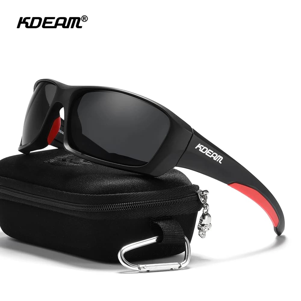 KDEAM lunettes de sport haut de gamme TR90 lunettes de soleil polarisées hommes randonnée pêche lunettes de soleil avec étui à fermeture éclair