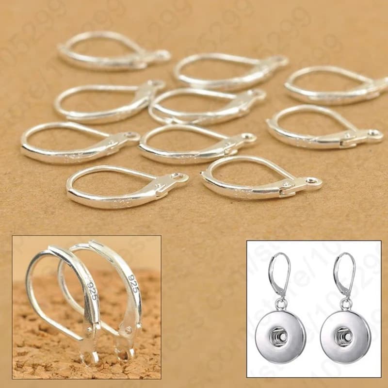 Boucles d'oreilles crochet en argent regardé 100 faites à la main, résultats de bijoux en perles, fils d'oreille en cuir, composants exécutifs, offre spéciale, 925 pièces