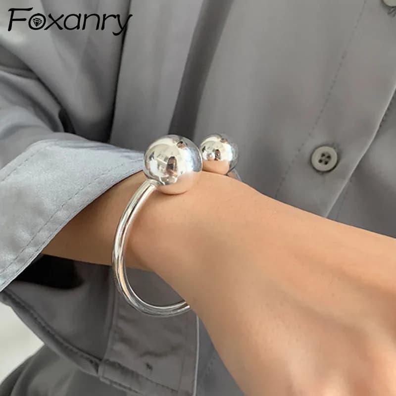 Foxanry Minimaliste Timbre Bracelet À La Mode Élégant Charme Brillant Boule Bijoux Cadeaux D'anniversaire Partie Accessoires Numéros