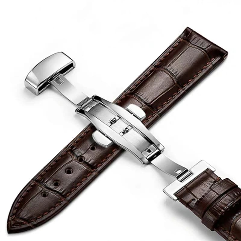Nouveau 2025 bracelet de montre en cuir mode noir 22mm bracelets de montre avec papillon Snap bracelet de montre traditionnel 20mm