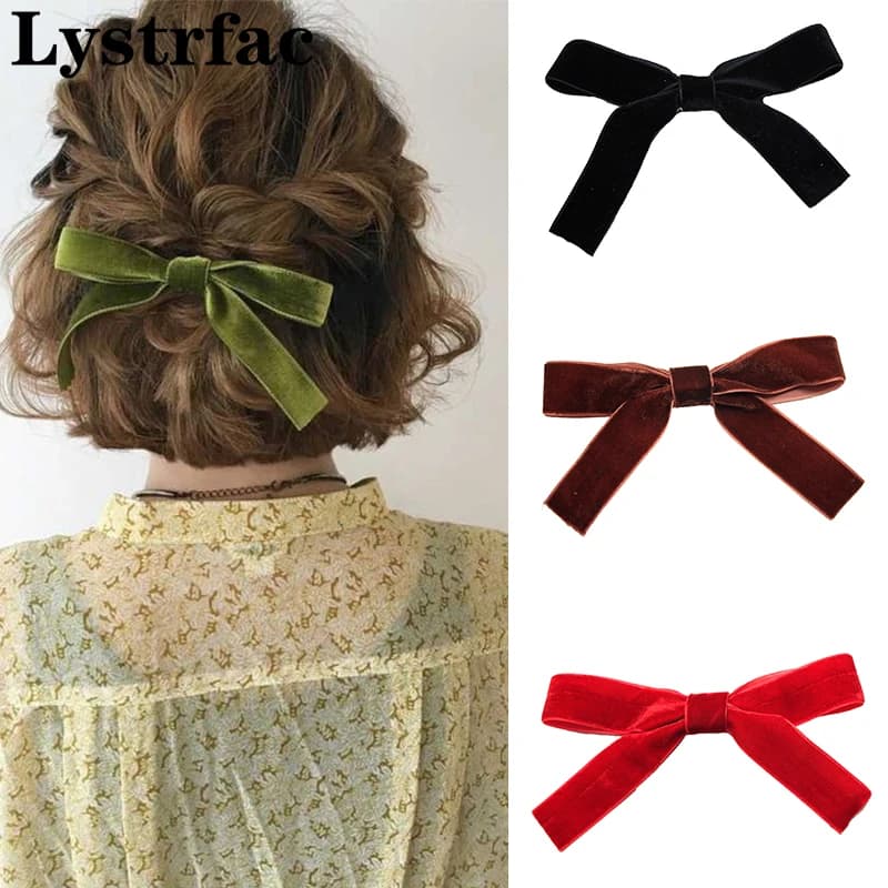 Lystrfac mode velours arc épingle à cheveux femmes filles noir rouge pince à cheveux coiffure Bang arc pinces à cheveux tête arrière rétro cheveux accessoires