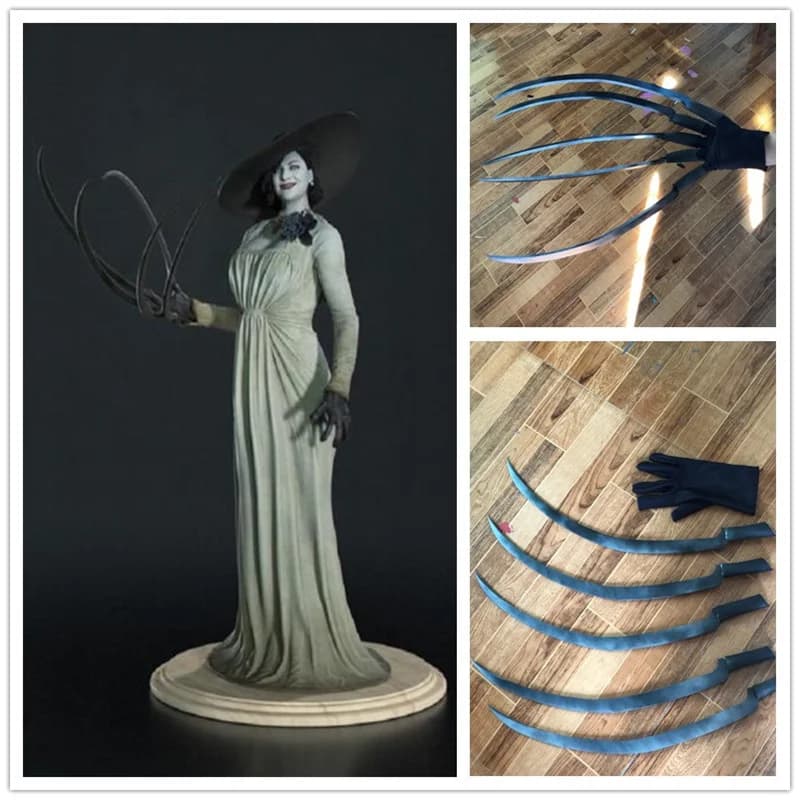Dimitreescu – griffes de femme avec gants, accessoires de Cosplay de Village maléfique pour femme Vampire Halloween, 50cm de Long