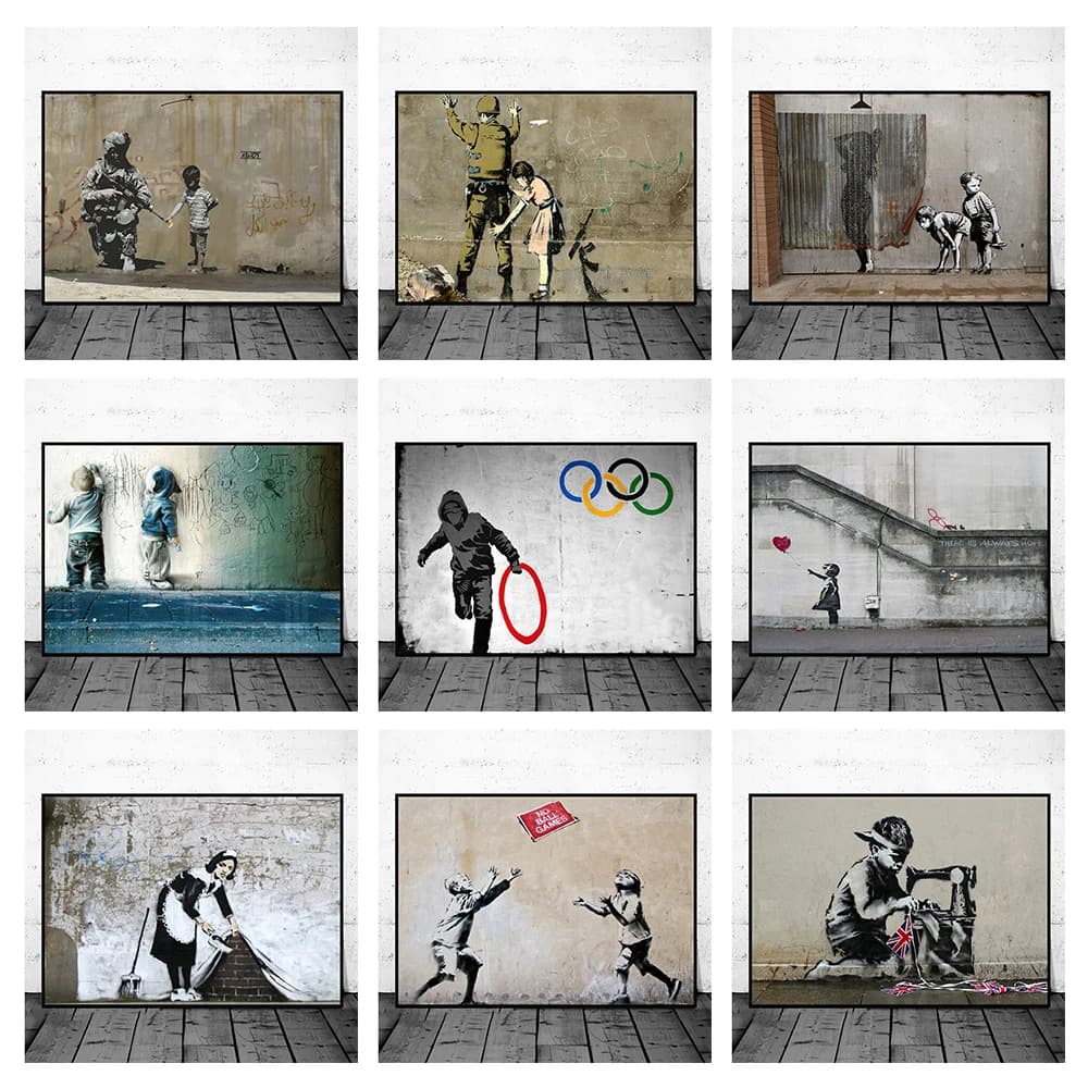 Banksy-Affiches d'art de graffiti nous-mêmes, impression d'image, peinture sur toile, décoration murale d'art, peinture murale moderne, décor de chambre à la maison, sans cadre
