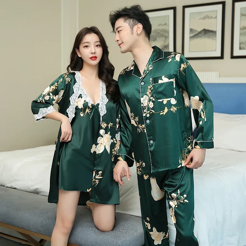 Ensemble Sexy à imprimé floral pour femme, haut, pantalon, pyjama, tenue de soirée, mariage, Service à domicile