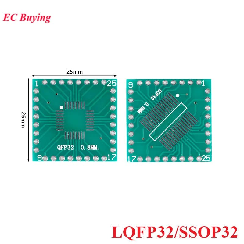 Adaptateur de carte de transfert LQFP32 SSOP32 FQFP32 TQFP32, Pinboard PCB SMD à DIP32 DIP Pin IC, plaque de Test, prise pas de 0.8mm, 10 pièces/1 pièce