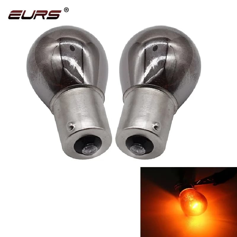 2 pièces BA15S 1156 581 bau15s PY21W Chrome argent ambre ampoules d'indicateur arrière clignotant feu stop arrière 12V ampoules de feu de stationnement