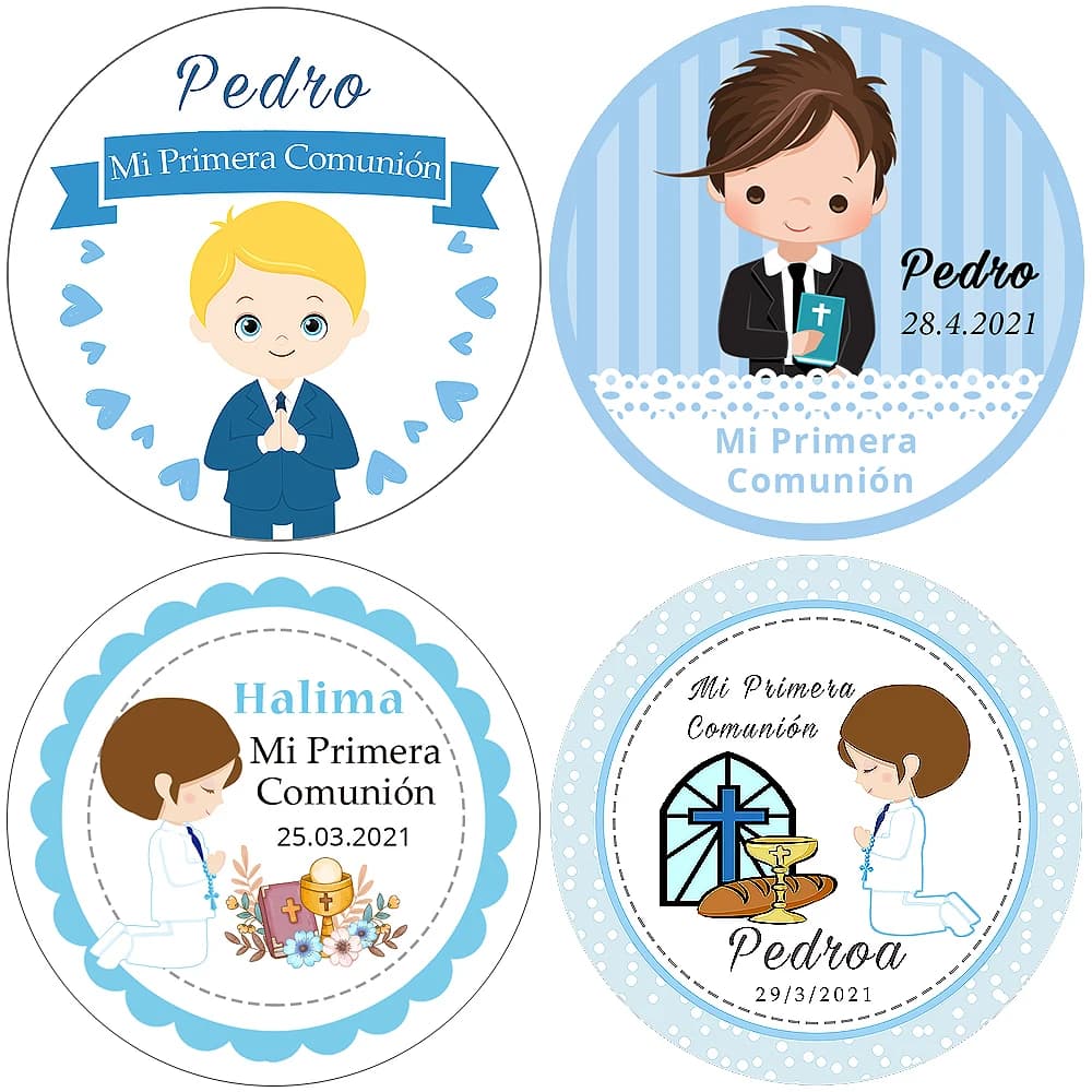 Mi Primera Communion autocollant garçon fille première sainte Communion faveurs étiquettes baptême chrétien première Communion autocollants bébé douche