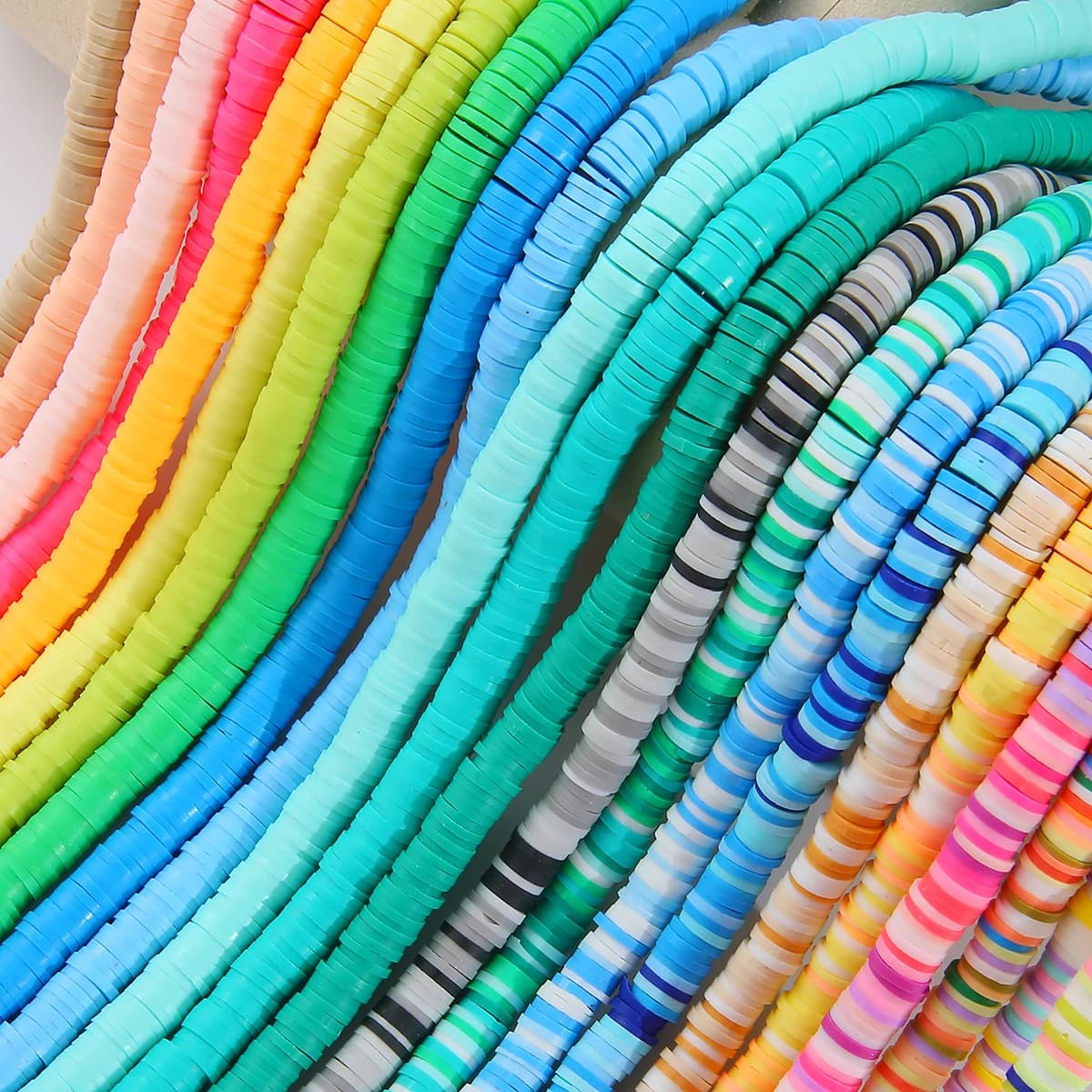 Perles plates et rondes en argile polymère de 4mm, 350 pièces, tranche d'espacement de disque, pour bricolage, fabrication de bijoux, boucles d'oreilles, Bracelet fait à la main