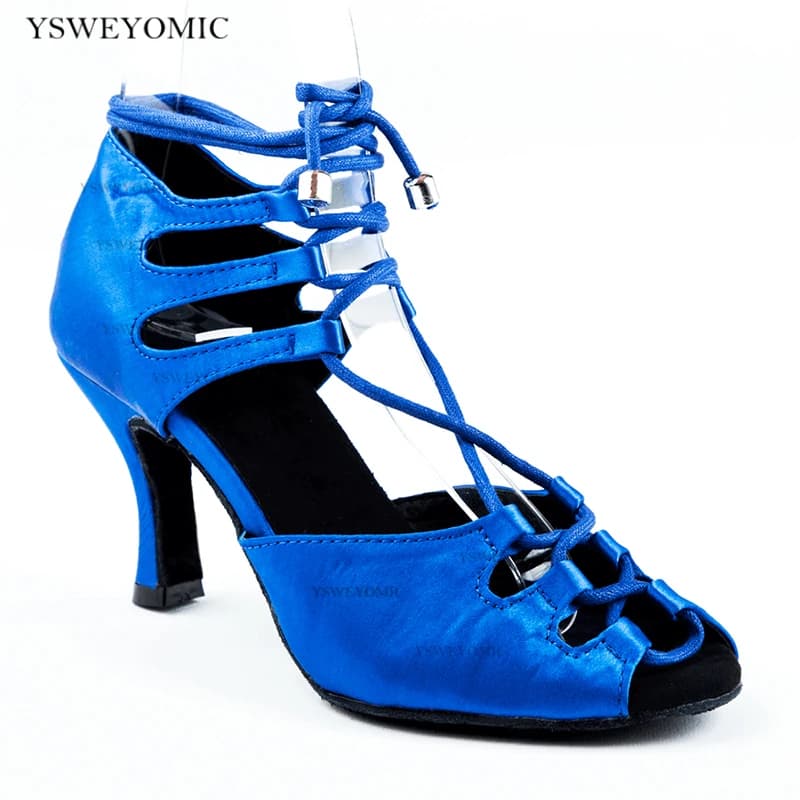 Chaussures de brevLatine pour Femme, Talons de 5 à 10cm, Semelle Intérieure Confortable, Bleu, Noir, Rouge, Satin, Entraînement