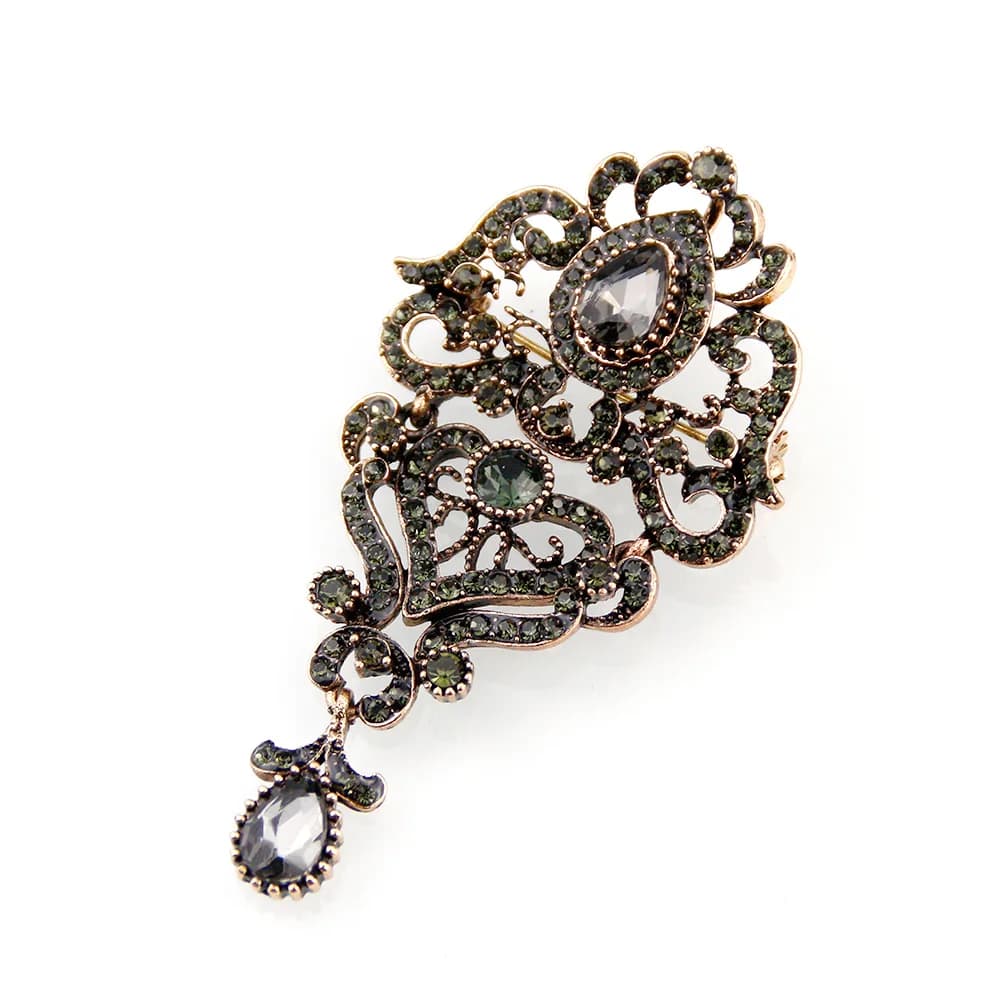 Sunspicems-Broche et pendentif en cristal gris arabe pour femmes, bijoux de caftan marocain à double usage, biscuits complet, bijoux de mariage turcs