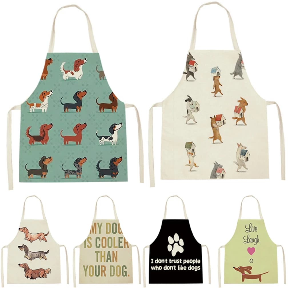 Dessin animé chien patte patrouille coton teckel chien peint bouledogue teckel cuisine tablier femme au foyer tabliers cuisine ménage